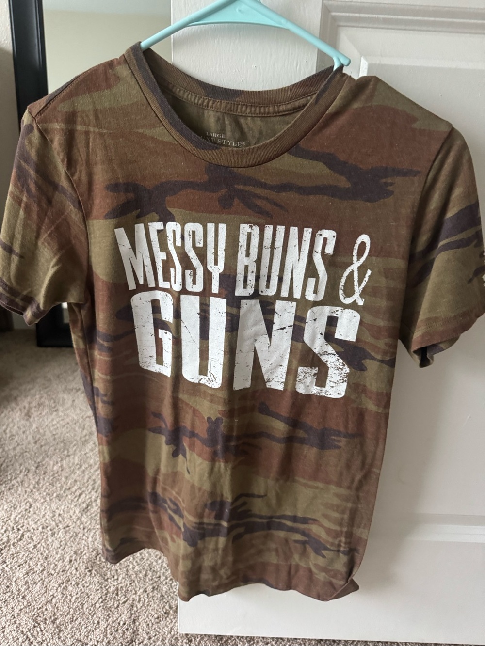 Grunt Style Camo Tee - Brown & Green 'Messy Buns & Guns'